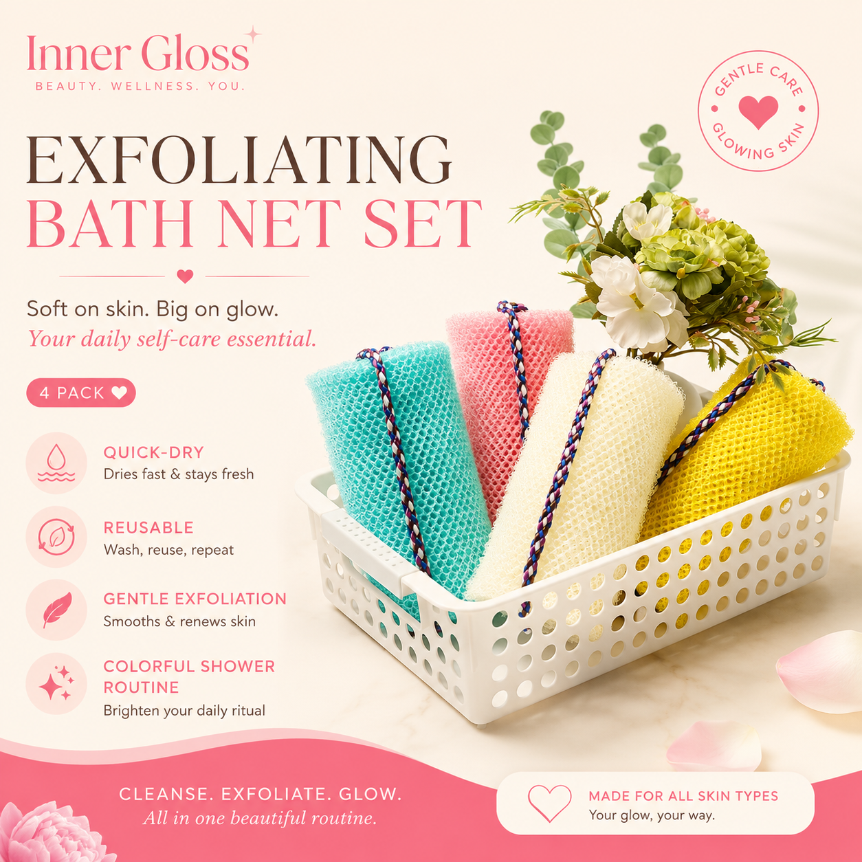 Revitalize Your Skin with the Exfoliating African Net Shower Puff - Perfect for a Refreshing Cleanse!