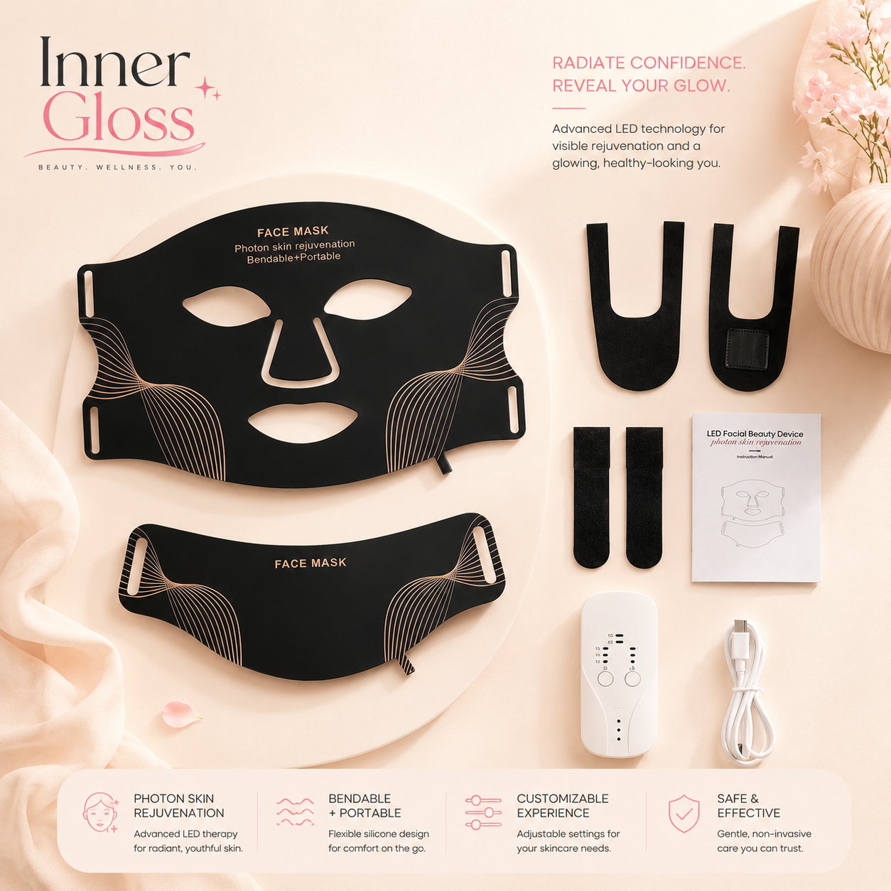 Revitalize Your Skin with the Silicone LED Mask: 7-Color Photon Therapy for Face and Neck